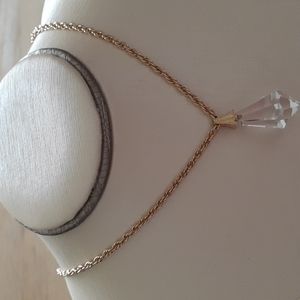 Dainty Crystal Teardrop Necklace U111